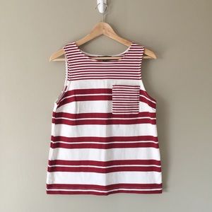 Banana Republic Burgundy & White Striped Tank